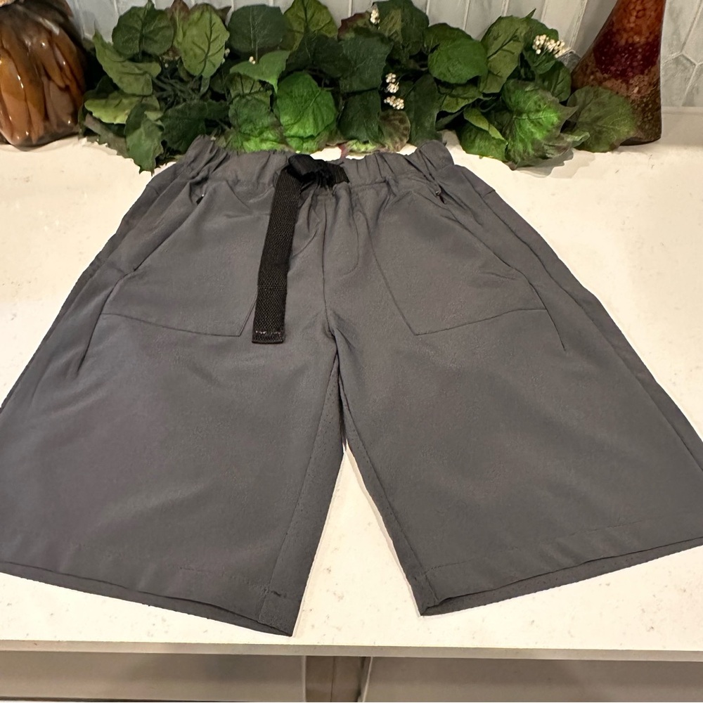 Public Record Big Boy 12 Large Gray Shorts Elastic Waist W/ Adjustable Belt